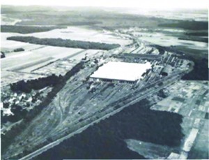 Vue aérienne des anciens ateliers SNCF.
